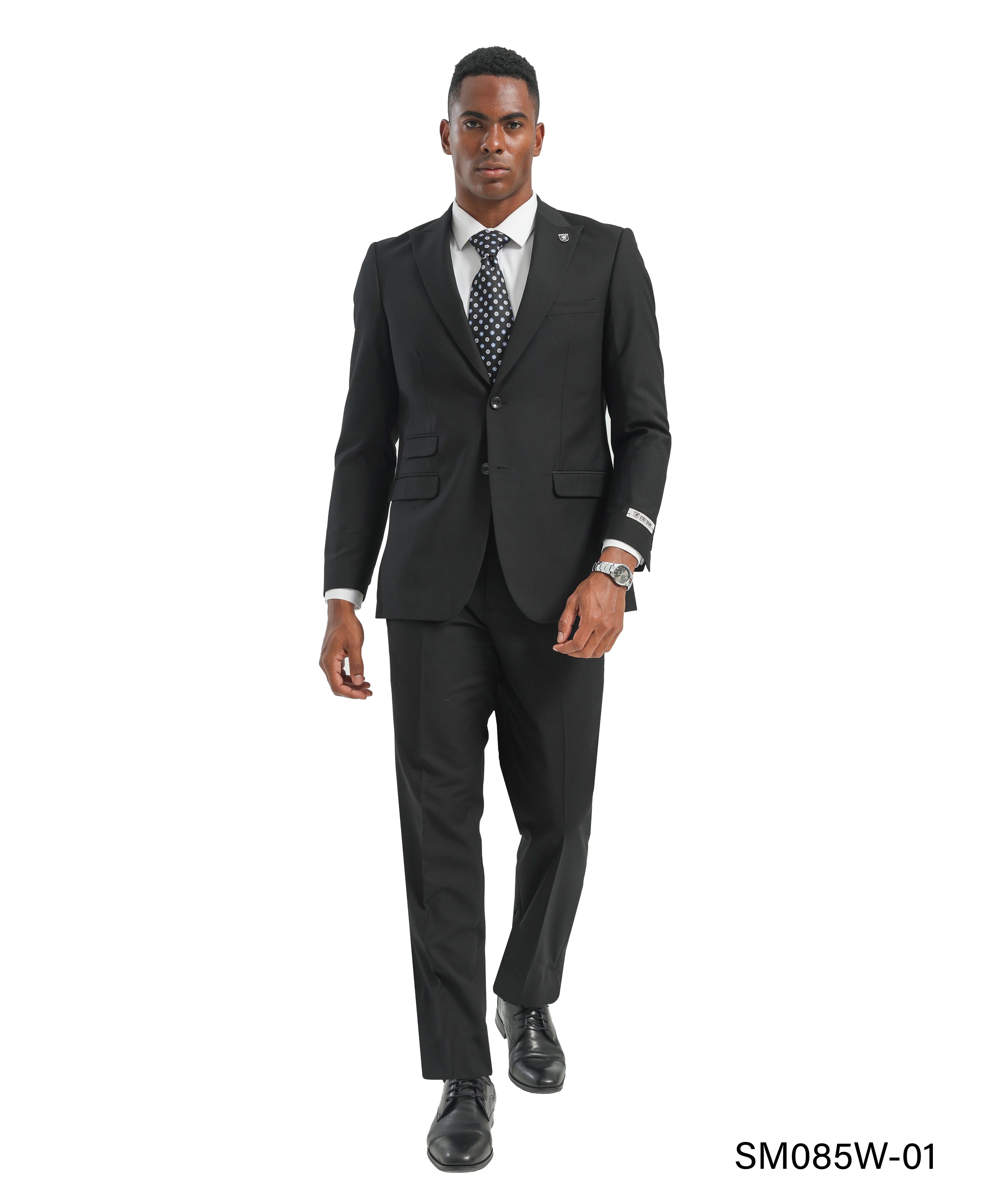 Mens Suit 2pc Black Slim Fit Notch Lapel Suits