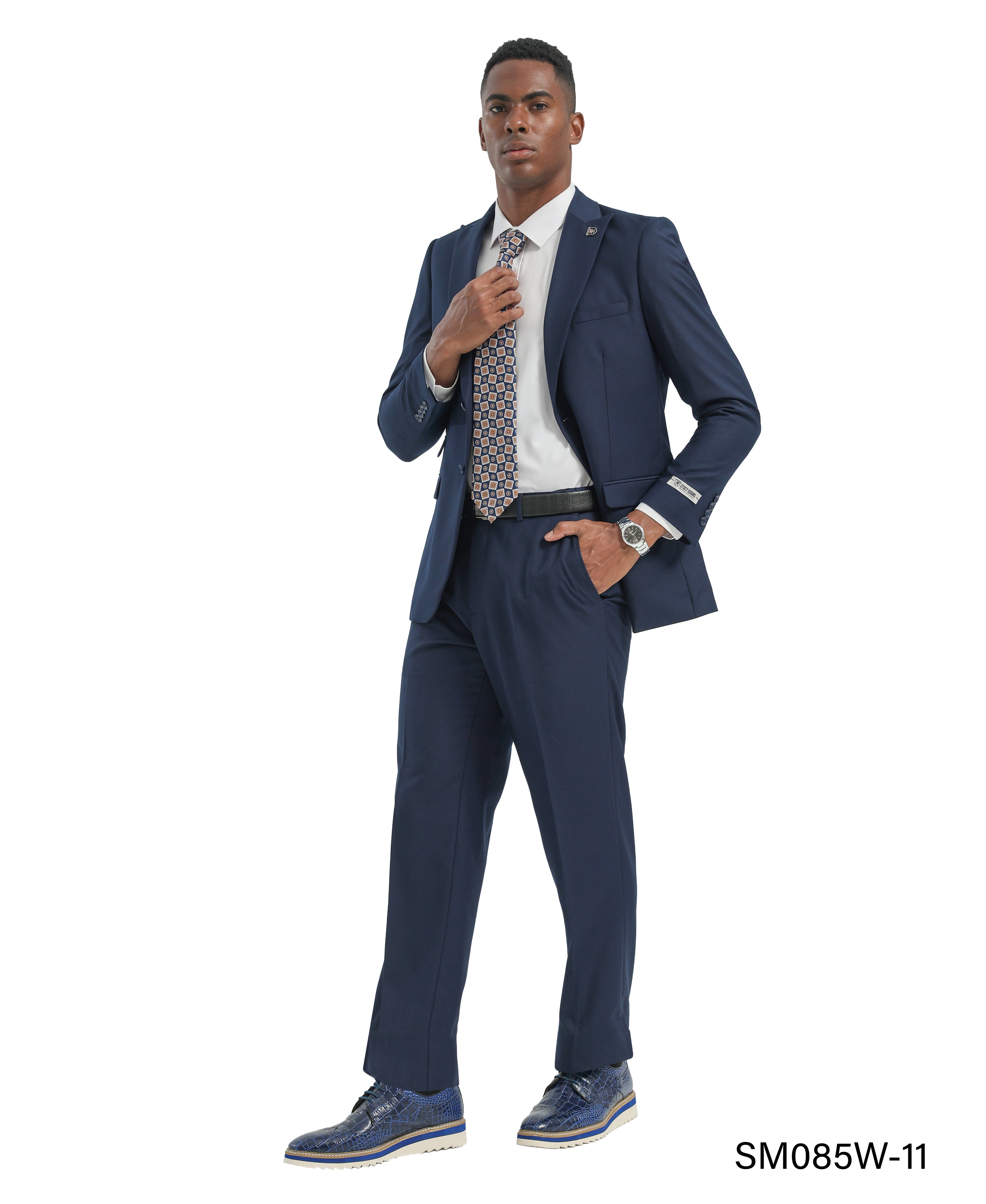 Mens Suit 2pc Black Slim Fit Notch Lapel Suits
