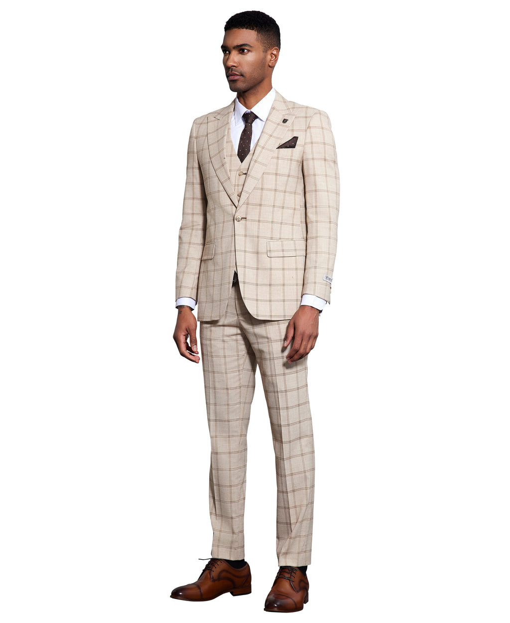 Stacy Adams Mens-suit 3 PC Windowpane