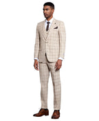 Stacy Adams Mens-suit 3 PC Windowpane