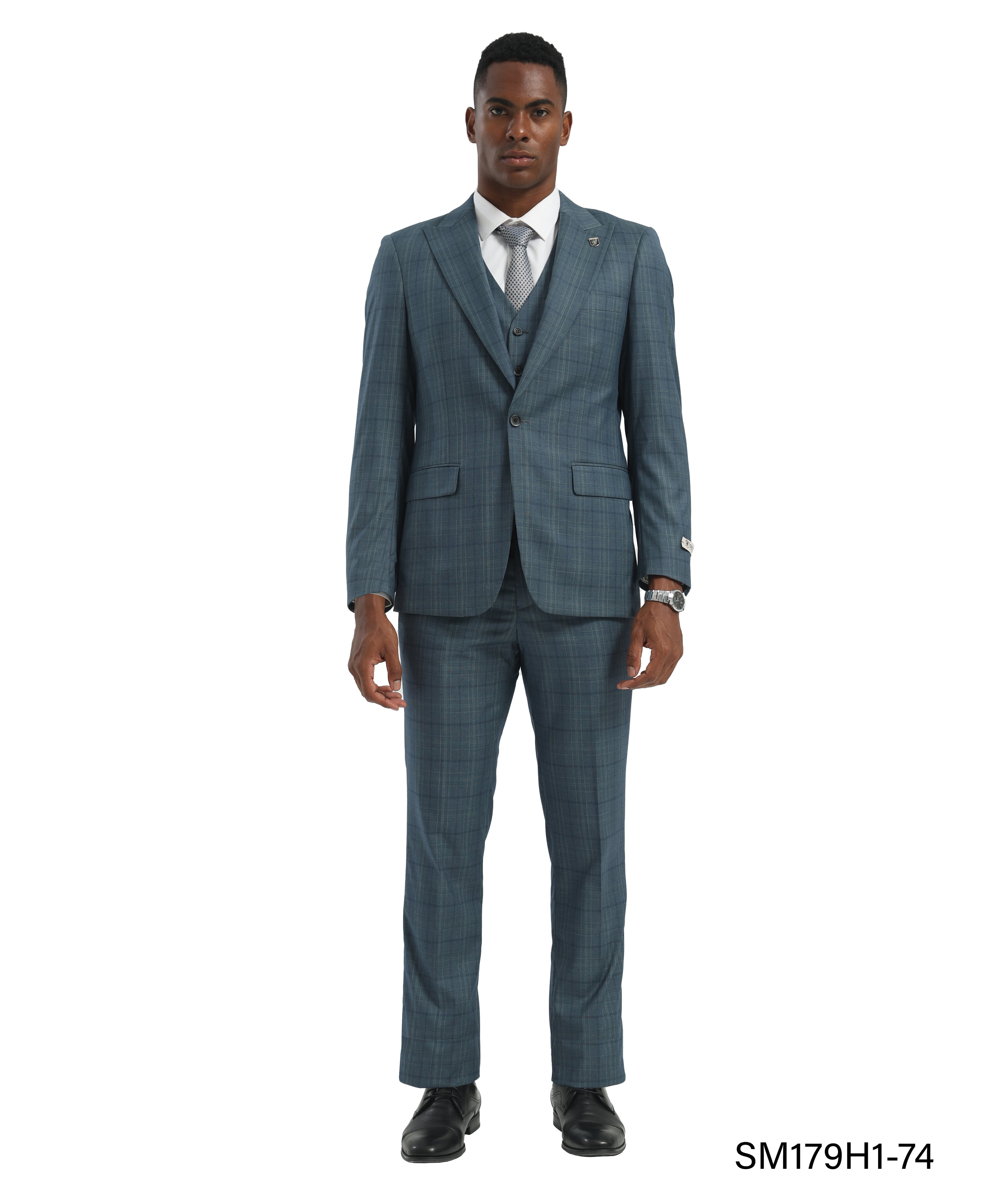 Stacy Adams 3pc WIndowpane Suits