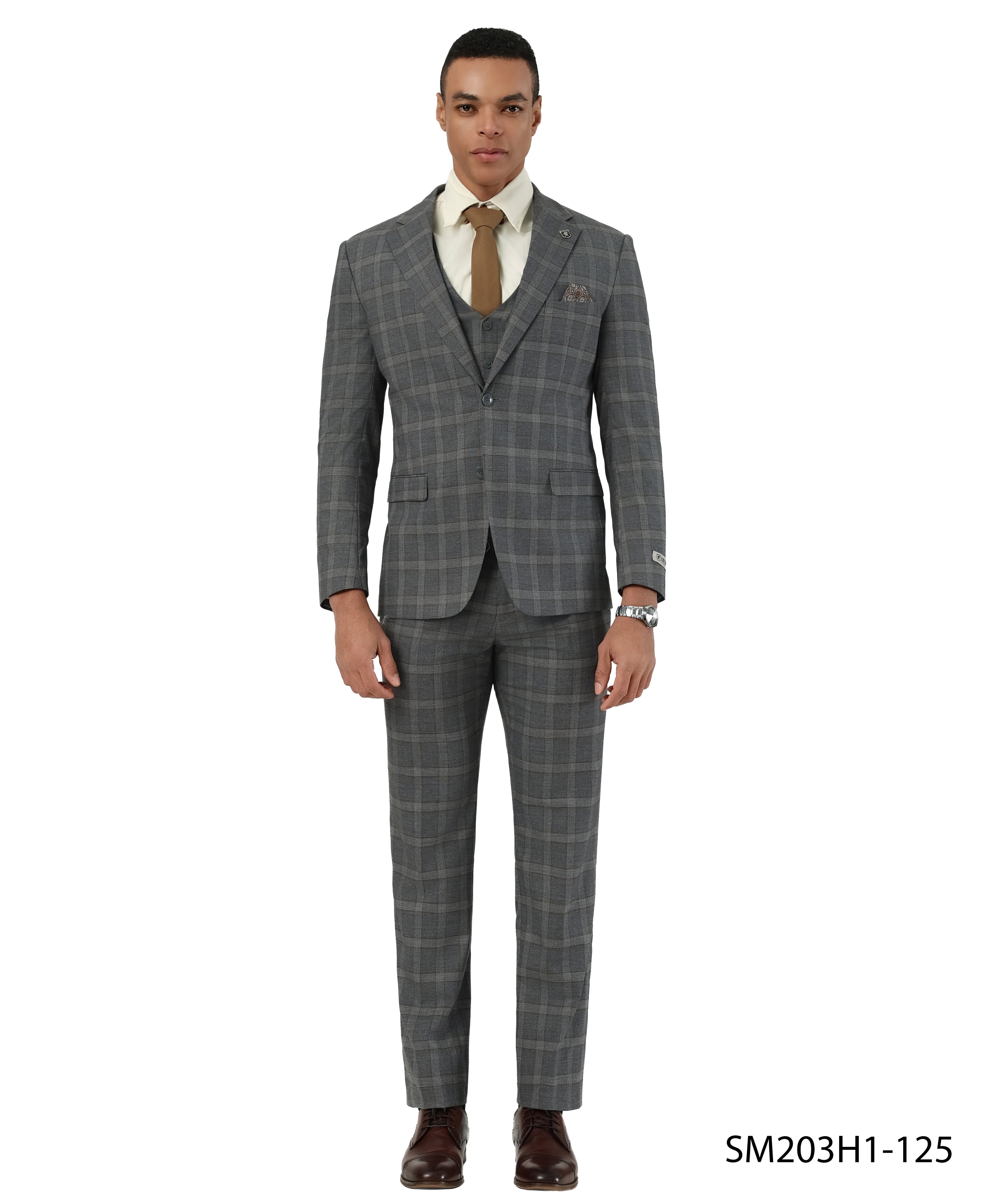 Mens-suit Plaid 3pc by Stacy Adams