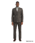Men's Suit Grey Peak Lapel 3pc Hybrid Fit 3pc Windowpane Suits