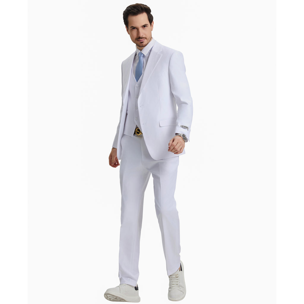 Men's Stacy Adams Hybrid-Fit 3pc Notch Lapel Suit Set, Jacket Vest and Pants