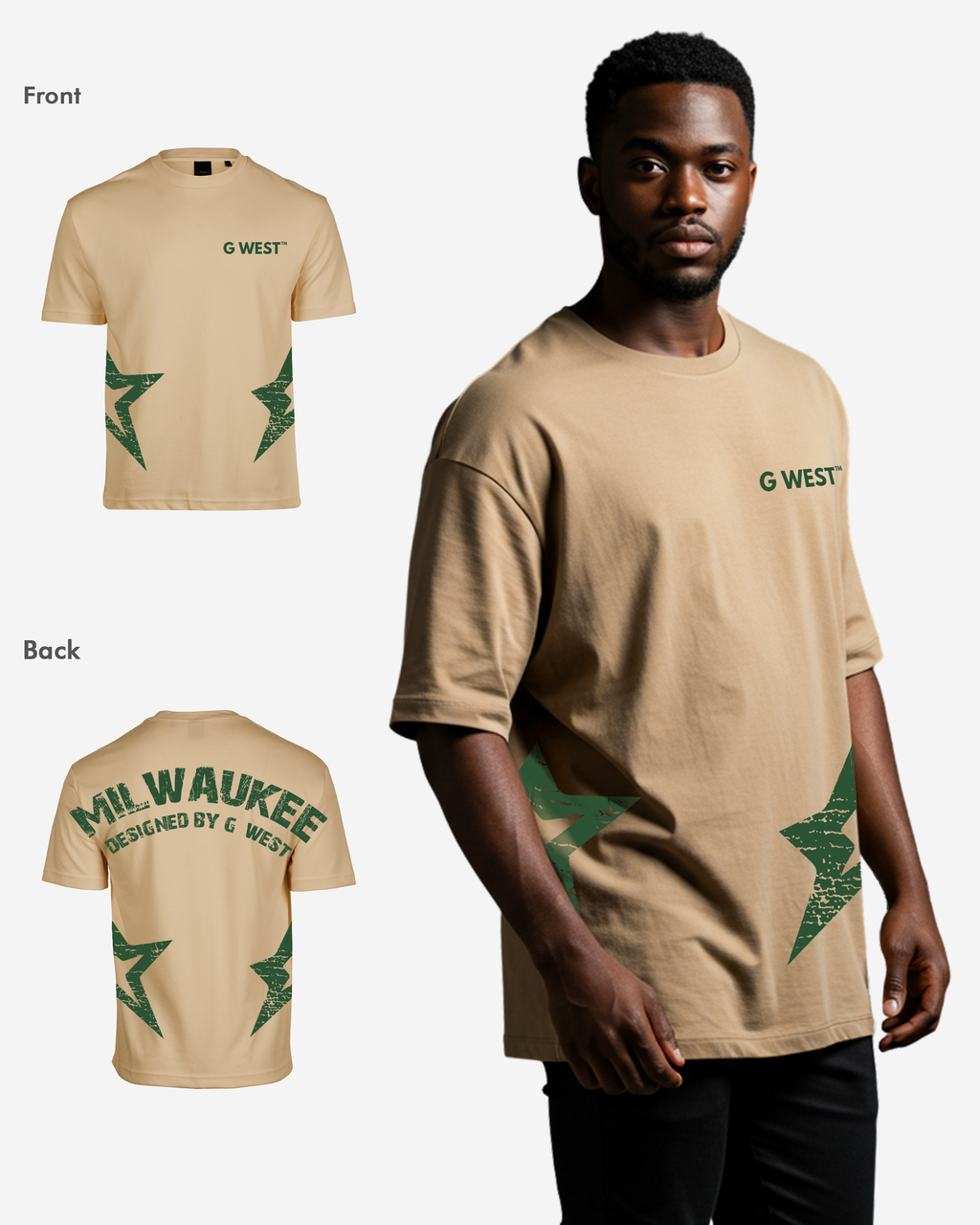 G West Mens Oversized Milwaukee T-Shirt G West