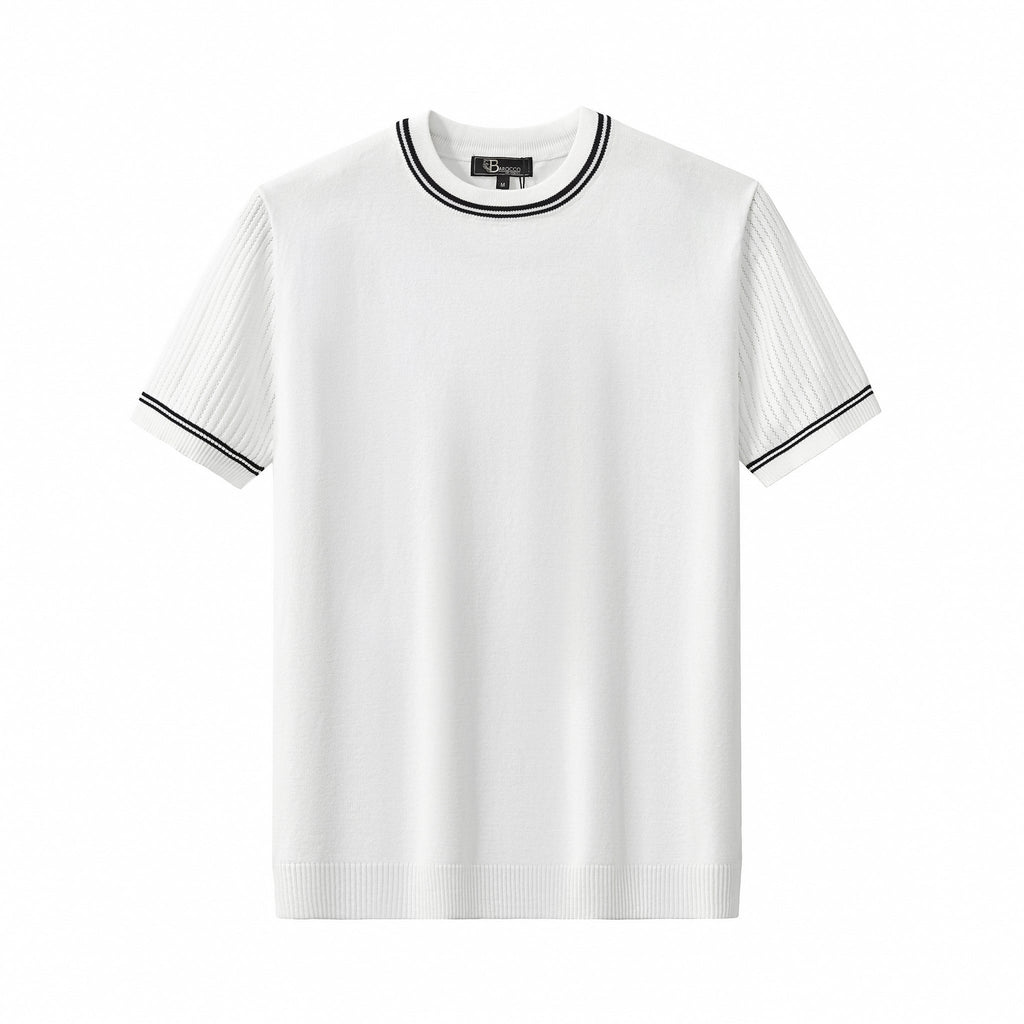 Strato Trim Knit Tee WHITE