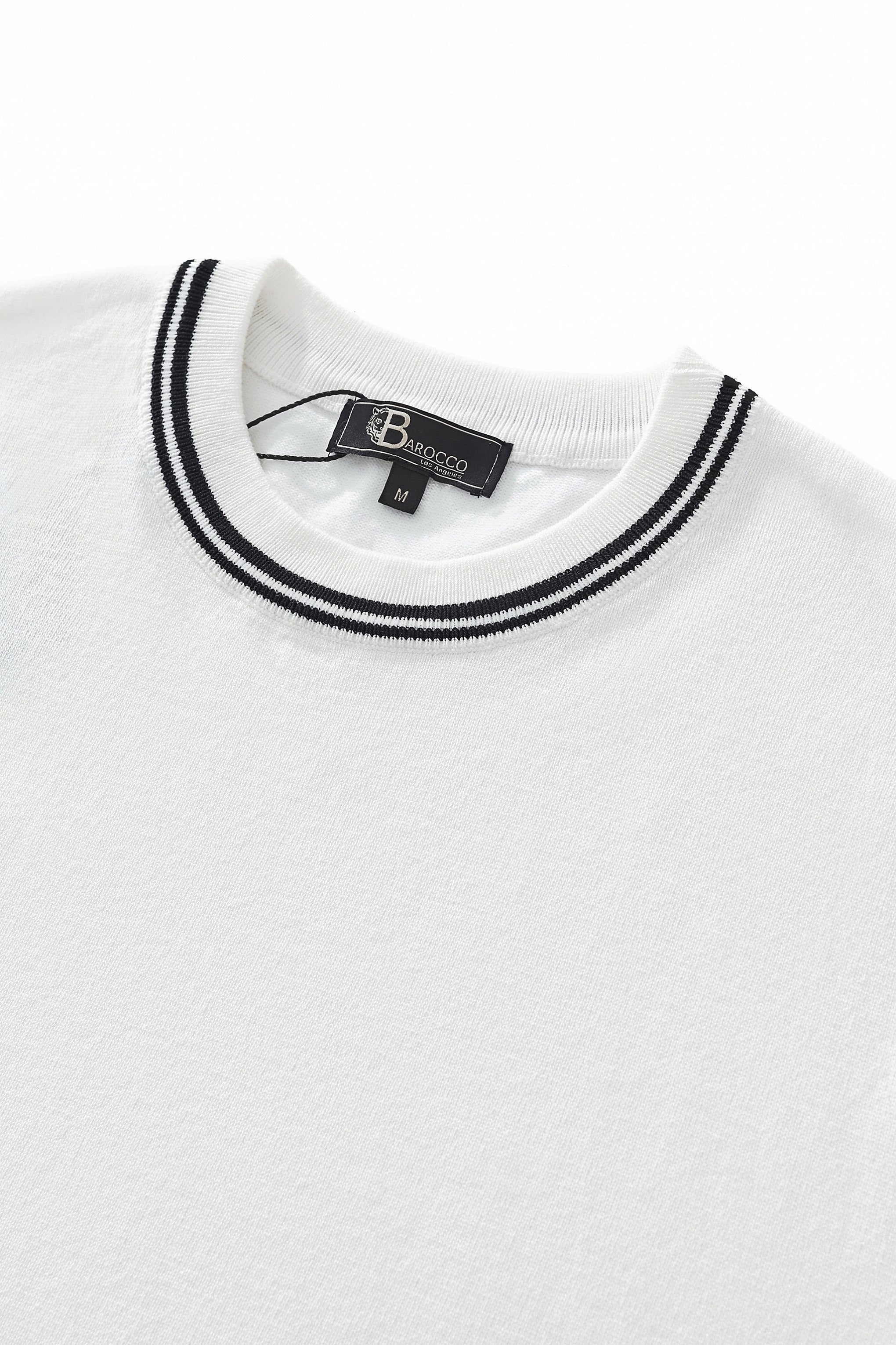 Strato Trim Knit Tee WHITE