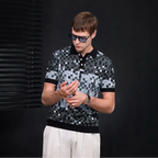Pixel Fade Knit Polo BLACK