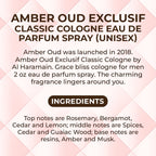 Al Haramain Amber Oud Exclusif Extrait De Parfum Classic 2 oz 60 ml Unisex Rafaelos