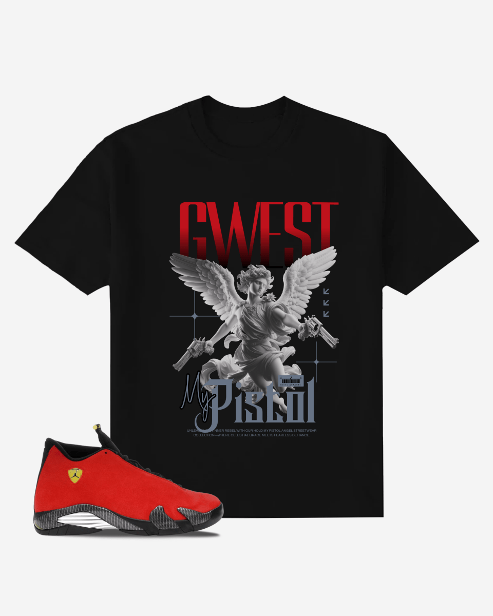 G West Angel Gun Streetwear Oversized T-Shirt Mens G West