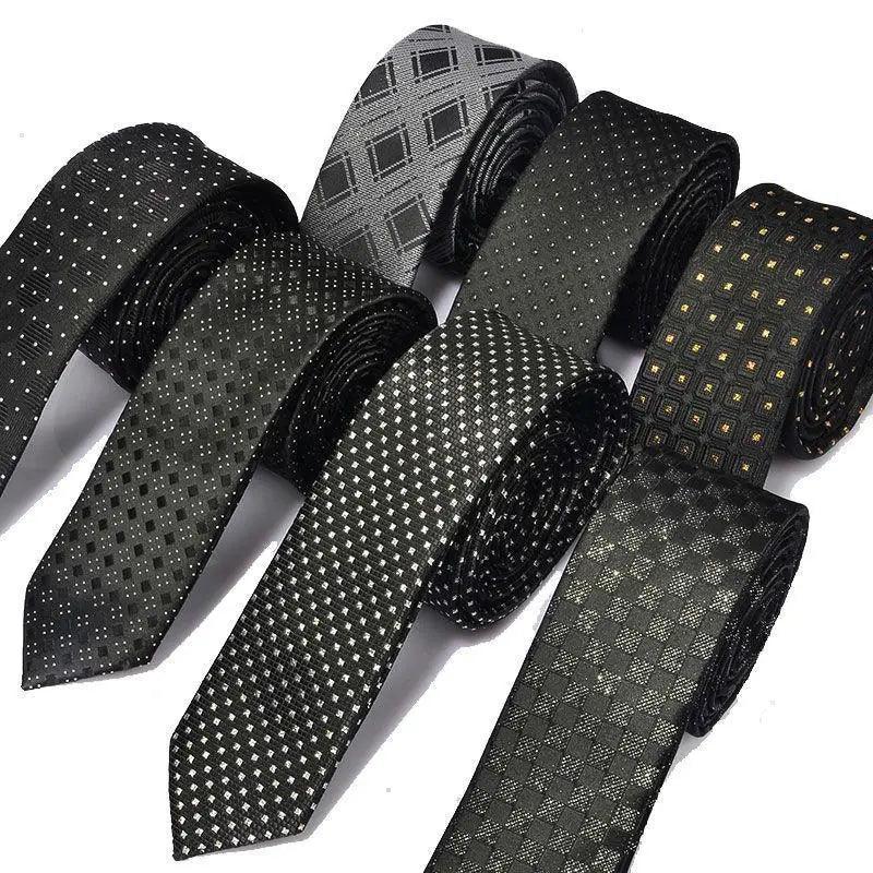 Black Business Dots Printed Polyester Men Necktie Slim Tie Formal Skinny Elegant Office Necktie For Men Stevvex