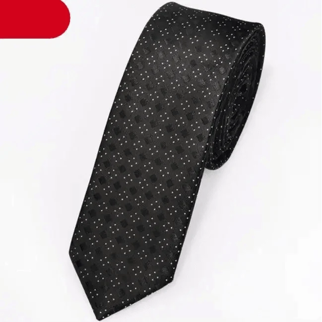 Black Business Dots Printed Polyester Men Necktie Slim Tie Formal Skinny Elegant Office Necktie For Men Stevvex