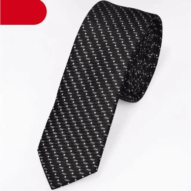 Black Business Dots Printed Polyester Men Necktie Slim Tie Formal Skinny Elegant Office Necktie For Men Stevvex