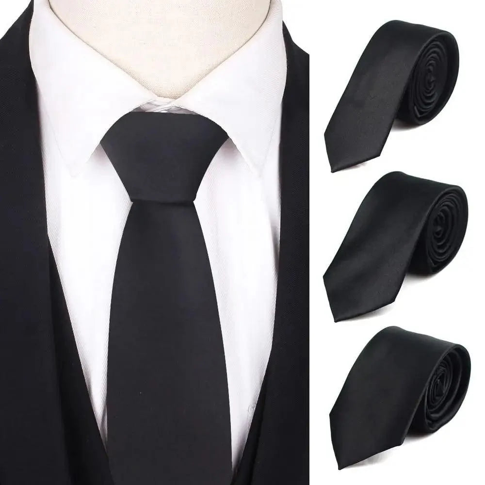 Black Business Skinny Men Neckties Wedding Slim Ties Elegant Men Lightweight High Quality Modern Ties Stevvex