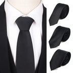 Black Business Skinny Men Neckties Wedding Slim Ties Elegant Men Lightweight High Quality Modern Ties Stevvex
