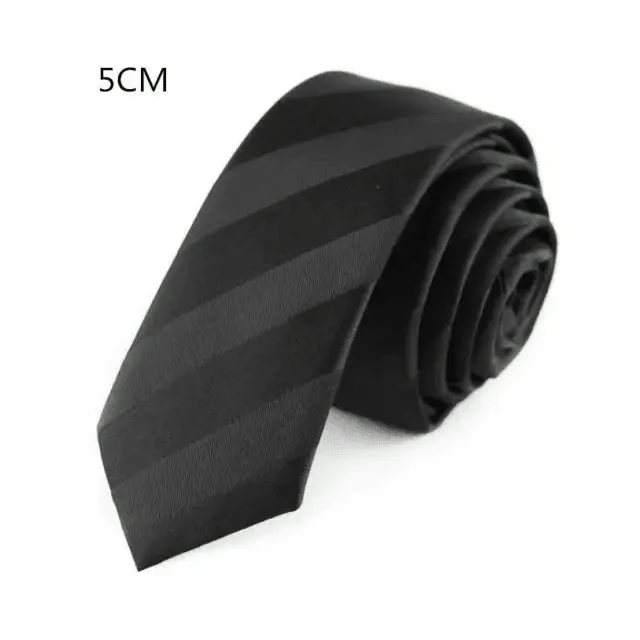 Business Black Skinny Ties Polyester Silk Necktie For Men Washable Formal Office Simple Design Necties Solid Color Skinny Tie Slim Necktie For Men Stevvex