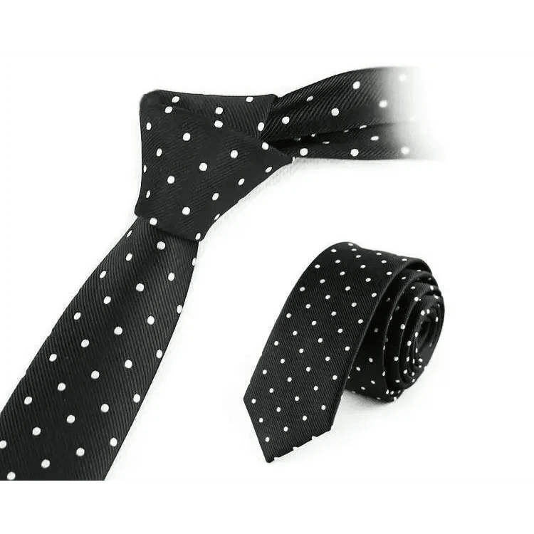Business Black Skinny Ties Polyester Silk Necktie For Men Washable Formal Office Simple Design Necties Solid Color Skinny Tie Slim Necktie For Men Stevvex