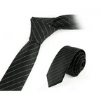 Business Black Skinny Ties Polyester Silk Necktie For Men Washable Formal Office Simple Design Necties Solid Color Skinny Tie Slim Necktie For Men Stevvex