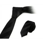 Business Black Skinny Ties Polyester Silk Necktie For Men Washable Formal Office Simple Design Necties Solid Color Skinny Tie Slim Necktie For Men Stevvex