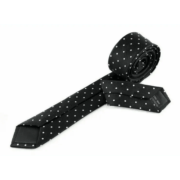 Business Black Skinny Ties Polyester Silk Necktie For Men Washable Formal Office Simple Design Necties Solid Color Skinny Tie Slim Necktie For Men Stevvex