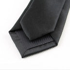 Business Black Skinny Ties Polyester Silk Necktie For Men Washable Formal Office Simple Design Necties Solid Color Skinny Tie Slim Necktie For Men Stevvex