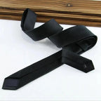 Business Black Skinny Ties Polyester Silk Necktie For Men Washable Formal Office Simple Design Necties Solid Color Skinny Tie Slim Necktie For Men Stevvex