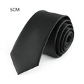 Business Black Skinny Ties Polyester Silk Necktie For Men Washable Formal Office Simple Design Necties Solid Color Skinny Tie Slim Necktie For Men Stevvex