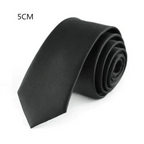 Business Black Skinny Ties Polyester Silk Necktie For Men Washable Formal Office Simple Design Necties Solid Color Skinny Tie Slim Necktie For Men Stevvex