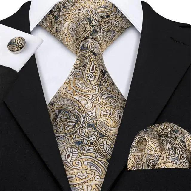 Business Luxury Men Silk Necktie Fashion Tie Sets For Men Wedding Party Wear Elegant Neck Tie Design For Men Soft Business Casual Suit Neckties Stevvex