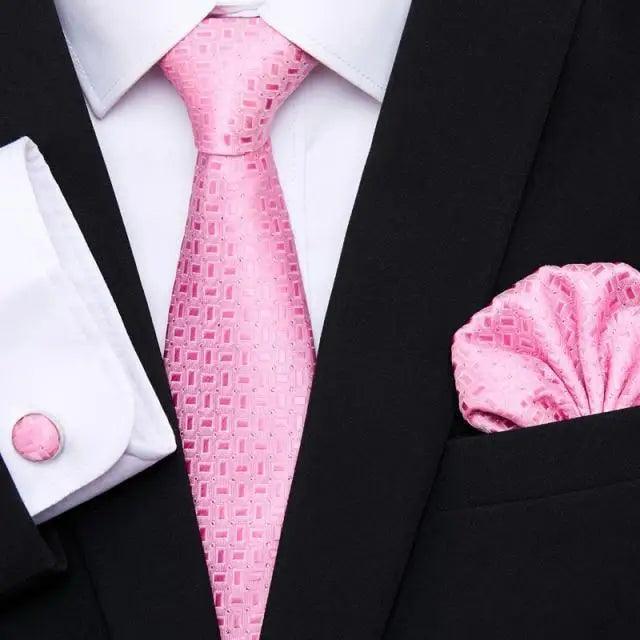 Business Men Silk Necktie Cufflinks Set Luxury Design Necktie With Handkerchief Necktie For Casual And Daily Wear Classic Men Flower Ties Wedding Handkerchief Cufflinks Set Stevvex