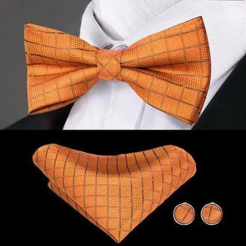Business Red Color Butterfly Bow Tie Pocket Square Cufflinks Suit Set For Men Adjustable Self Bowtie Formal Bowtie Set Solid Color Necktie Silk Bow Tie Pocket Square Cuff Links Stevvex