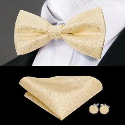 Business Red Color Butterfly Bow Tie Pocket Square Cufflinks Suit Set For Men Adjustable Self Bowtie Formal Bowtie Set Solid Color Necktie Silk Bow Tie Pocket Square Cuff Links Stevvex