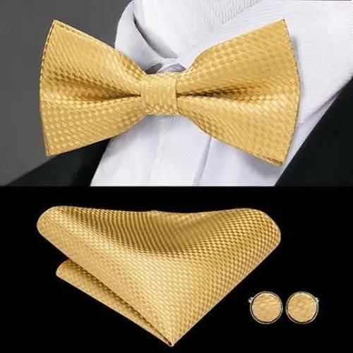 Business Red Color Butterfly Bow Tie Pocket Square Cufflinks Suit Set For Men Adjustable Self Bowtie Formal Bowtie Set Solid Color Necktie Silk Bow Tie Pocket Square Cuff Links Stevvex