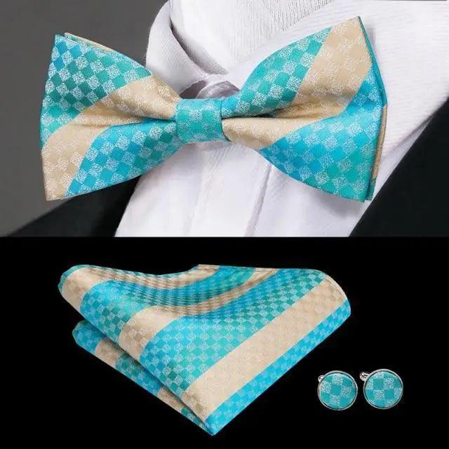 Business Red Color Butterfly Bow Tie Pocket Square Cufflinks Suit Set For Men Adjustable Self Bowtie Formal Bowtie Set Solid Color Necktie Silk Bow Tie Pocket Square Cuff Links Stevvex