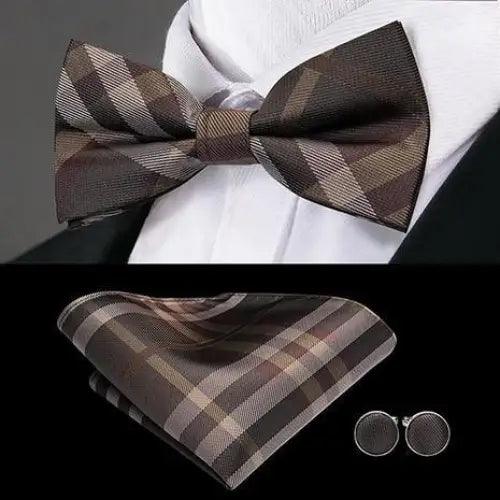Business Red Color Butterfly Bow Tie Pocket Square Cufflinks Suit Set For Men Adjustable Self Bowtie Formal Bowtie Set Solid Color Necktie Silk Bow Tie Pocket Square Cuff Links Stevvex