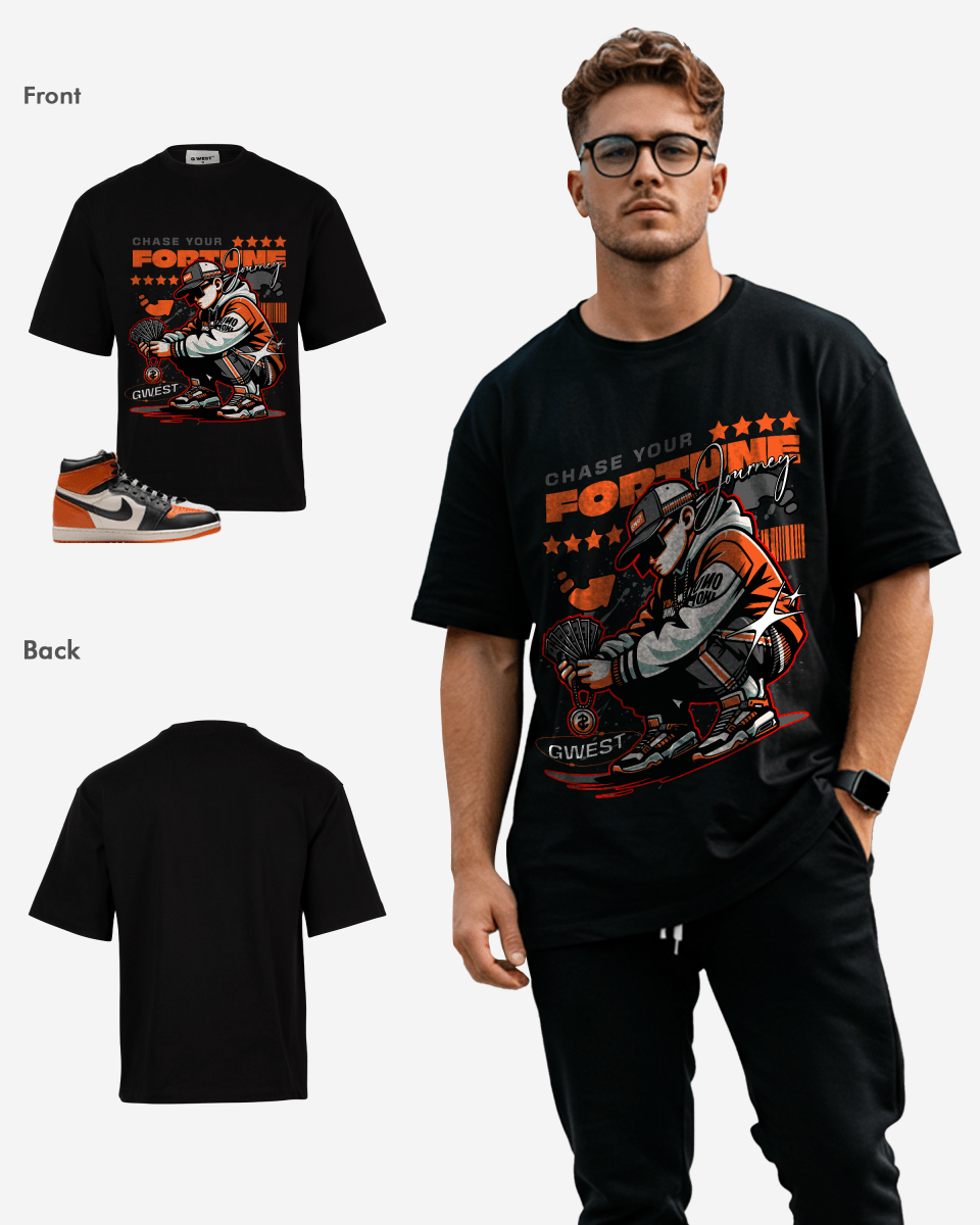 G West Chase Your Fortune Journey Oversized T-Shirt Mens G West