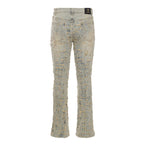 Patchwork Distressed Denim Jeans - Century Penthouse TAN