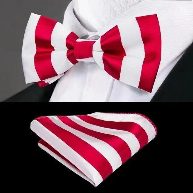 Classic Green Bow Ties Men Silk Butterfly Tie  With Pocket Square And Cufflinks Set For Men Elegant Design Wedding Party Bowties Solid Color Gentleman Bow Tie And Pocket Square Cufflink Set Stevvex