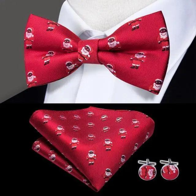 Classic Green Bow Ties Men Silk Butterfly Tie  With Pocket Square And Cufflinks Set For Men Elegant Design Wedding Party Bowties Solid Color Gentleman Bow Tie And Pocket Square Cufflink Set Stevvex
