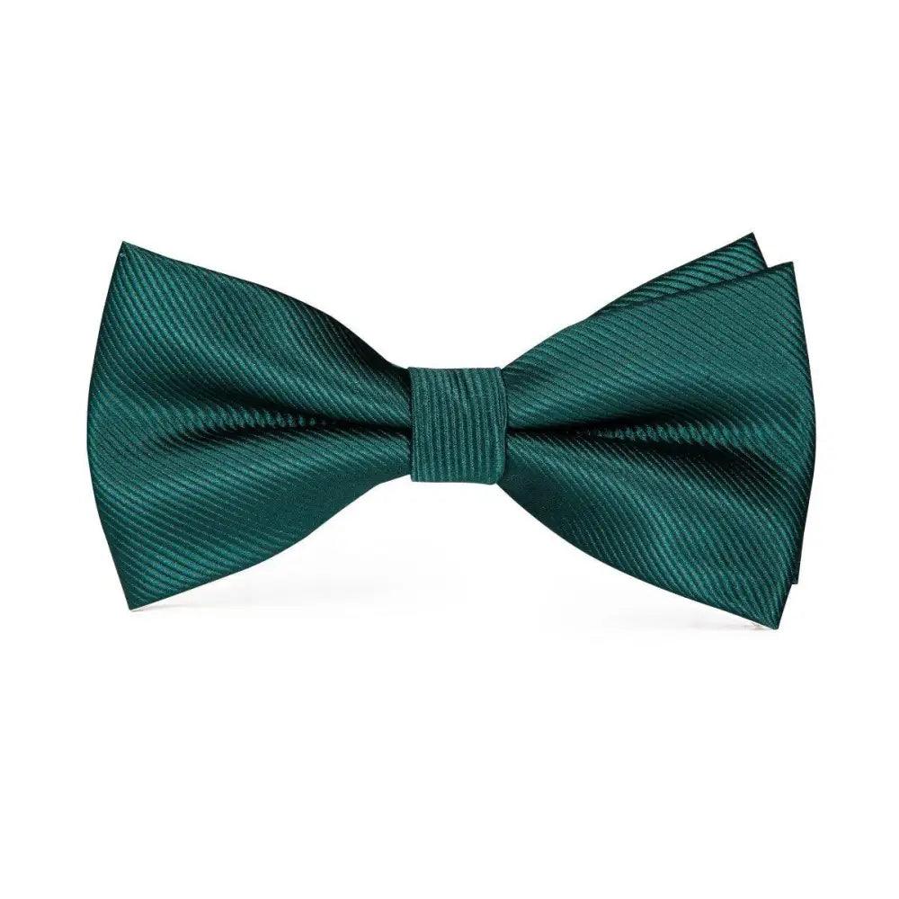 Classic Green Bow Ties Men Silk Butterfly Tie  With Pocket Square And Cufflinks Set For Men Elegant Design Wedding Party Bowties Solid Color Gentleman Bow Tie And Pocket Square Cufflink Set Stevvex