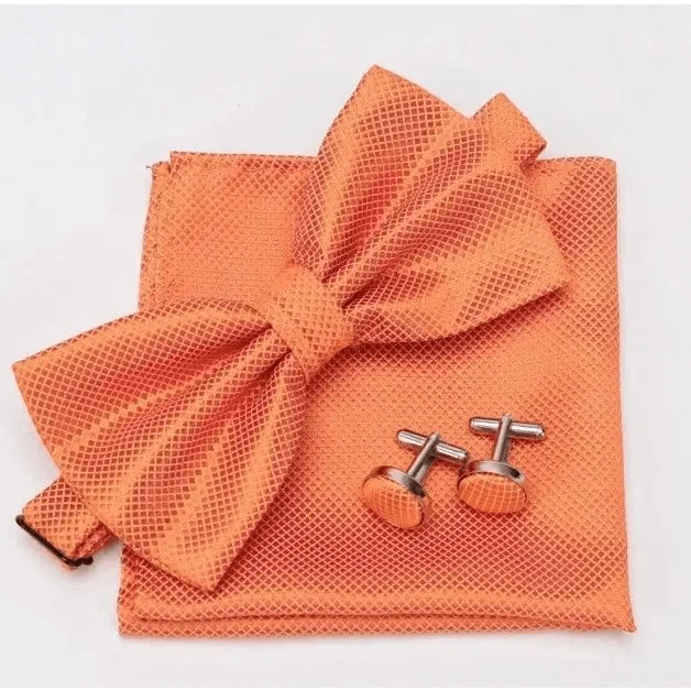 Classic Men Bowtie  Cufflinks Set Casual Men's Fashionable Style Solid Color Bowties Elegant Accessories Stevvex