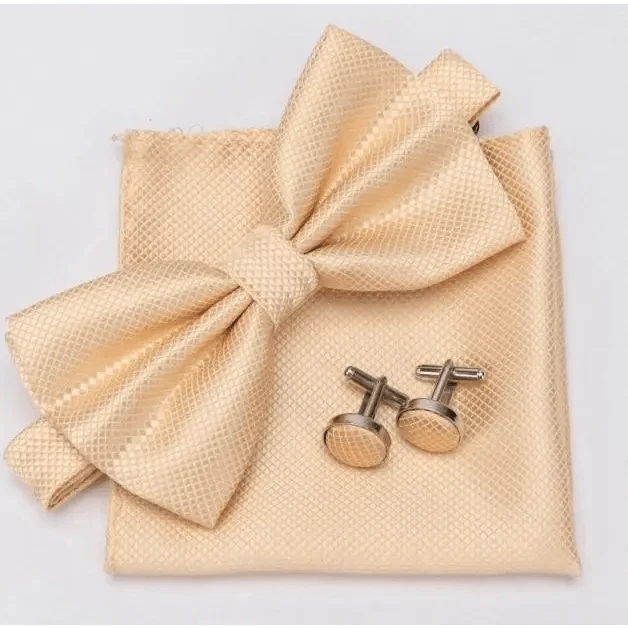 Classic Men Bowtie  Cufflinks Set Casual Men's Fashionable Style Solid Color Bowties Elegant Accessories Stevvex