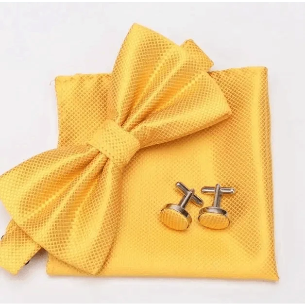 Classic Men Bowtie  Cufflinks Set Casual Men's Fashionable Style Solid Color Bowties Elegant Accessories Stevvex
