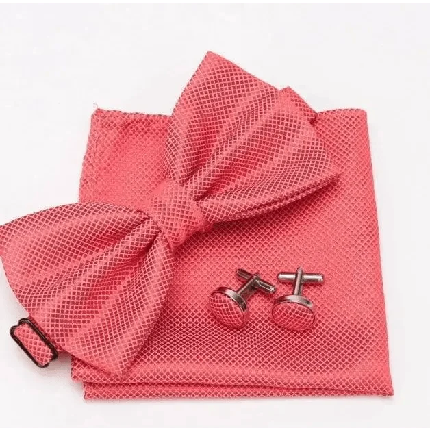 Classic Men Bowtie  Cufflinks Set Casual Men's Fashionable Style Solid Color Bowties Elegant Accessories Stevvex