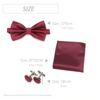 Classic Men Bowtie  Cufflinks Set Casual Men's Fashionable Style Solid Color Bowties Elegant Accessories Stevvex