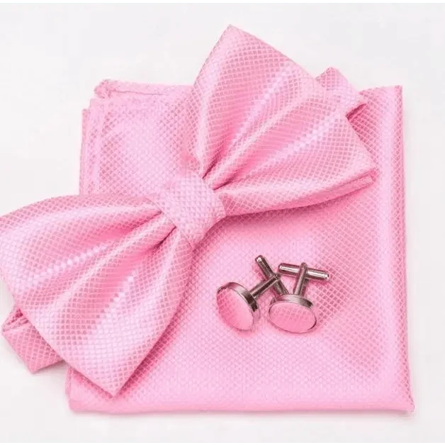 Classic Men Bowtie  Cufflinks Set Casual Men's Fashionable Style Solid Color Bowties Elegant Accessories Stevvex