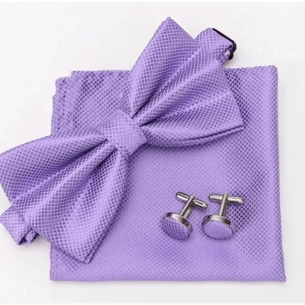 Classic Men Bowtie  Cufflinks Set Casual Men's Fashionable Style Solid Color Bowties Elegant Accessories Stevvex