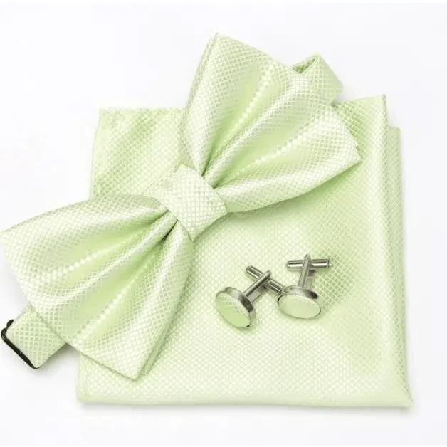 Classic Men Bowtie  Cufflinks Set Casual Men's Fashionable Style Solid Color Bowties Elegant Accessories Stevvex