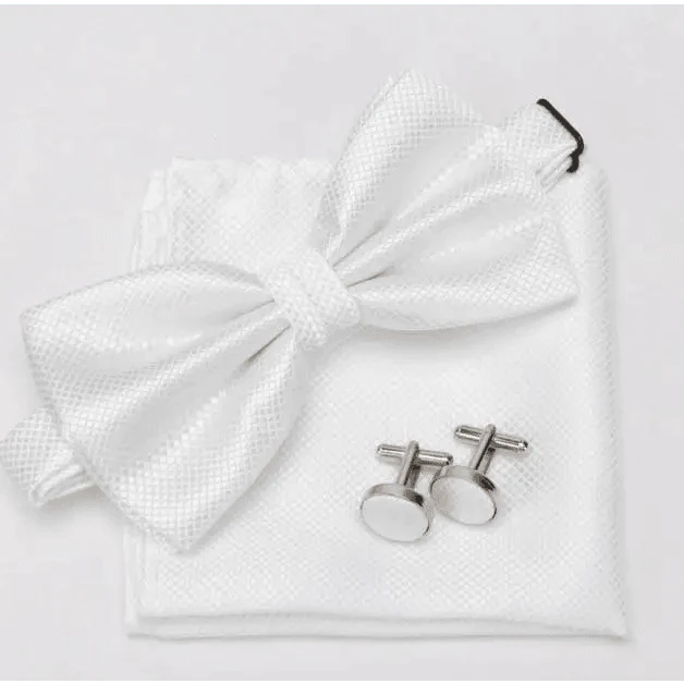 Classic Men Bowtie  Cufflinks Set Casual Men's Fashionable Style Solid Color Bowties Elegant Accessories Stevvex