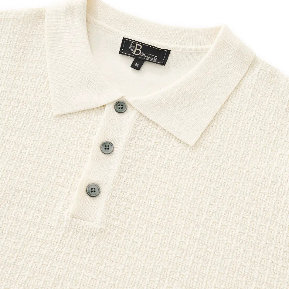 Milano Texture Knit Polo IVORY